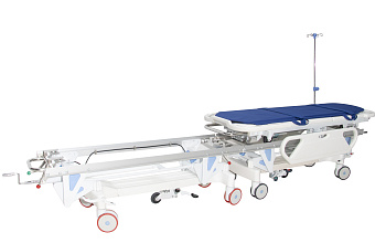 Тележка-каталка для перевозки больных с регулировкой высоты двойная